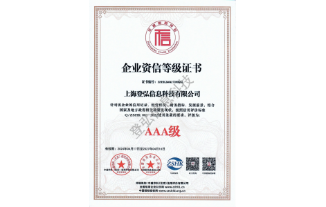 公司荣获企业资信等级证书